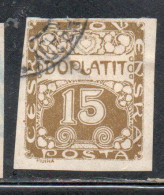 CZECH CECA CZECHOSLOVAKIA CESKA CECOSLOVACCHIA 1918 1920 POSTAGE DUE DOPLATIT 15h USED USATO OBLITERE' - Impuestos