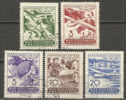 YUGOSLAVIA CORREO AEREO 1950 YVERT NUM. 27/31 SERIE COMPLETA USADA - Luchtpost