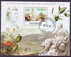 MOZAMBIQUE 150 Anniversaire De Alexander Von Humbolt, Oiseaux, Fleurs. Yvert BF 205. Oblitérés, Used - Otros & Sin Clasificación