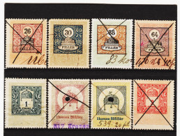 44A468 LOT - STEMPELMARKEN Österr. - Ungarische DONAUMONARCHIE 1903 26-30-38-66 F + 1-1,26-1,88-2 Korona  Entwertet - Revenue Stamps