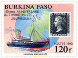 137646 MNH BURKINA FASO 1990 150 ANIVERSARIO DEL PRIMER SELLO. EXPOSICION FILATELICA LONDON 90 - Burkina Faso (1984-...)