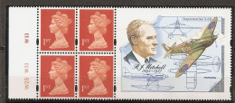 Grand-Bretagne Great Britain Machin 1st With Label Michell And Aircraft With Plate Numbers - Unused Stamps