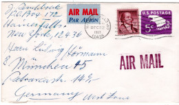 70631 - USA - 1963 - 5¢ GAUmschlag Adler M ZusFrankatur Per Lp HAINES FALLS, NY -> Westdeutschland - Briefe U. Dokumente