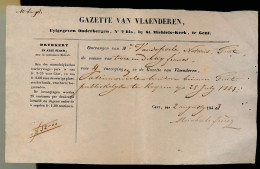 GENT 1843 - GAZETTE VAN VLAENDEREN - UYTGEGEVEN ONDERBERGEN N° 2 BIS BY ST.MICHIELS KERK   == ZIE AFBEELDING - 1800 – 1899