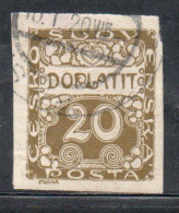 CZECH CECA CZECHOSLOVAKIA CESKA CECOSLOVACCHIA 1918 1920 POSTAGE DUE DOPLATIT 20h USED USATO OBLITERE' - Strafport