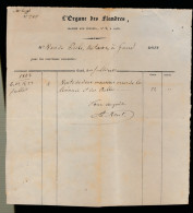 GENT 1843 - L'ORGANE DES FLANDRES  MARCHE AUX POULETS  N°9 A GAND   VENTE 2 MAISONS     == ZIE AFBEELDING - 1800 – 1899