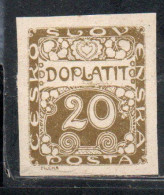 CZECH CECA CZECHOSLOVAKIA CESKA CECOSLOVACCHIA 1918 1920 POSTAGE DUE DOPLATIT 20h MH - Timbres-taxe