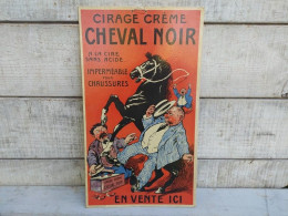 Ancien Carton Publicitaire Cirage Crême Cheval Noir Début XXème - Plaques En Carton