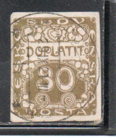 CZECH CECA CZECHOSLOVAKIA CESKA CECOSLOVACCHIA 1918 1920 POSTAGE DUE DOPLATIT 30h USED USATO OBLITERE' - Timbres-taxe