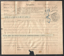 Telegrama De 1933 Expedido Do Porto Para Lisboa Com Obliteração Da '1ª Secção Da Est.C.Dos Tel.deLisboa' Estação Central - Cartas & Documentos