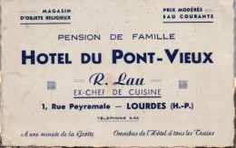 Publicité Hotel Du Pont-Vieux à Lourdes, Pension De Famille - R. Lau, Chef De Cuisine - Carte Publicitaire - Reclame