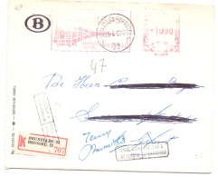 Belgique Lettre Recommandée Affranchissement Mécanique Train B2001 SNCB NMBS Bruxelles 23 Retour à L'envoyeur 1963 - 1960-1979