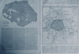 1843 PARIS PLAN FORTIFICATIONS 2 JOURNAUX ANCIENS - Unclassified