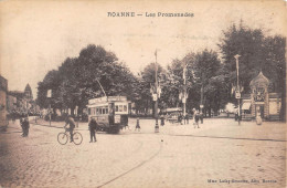 CPA 42 ROANNE / LES PROMENADES / TRAMWAY - Autres & Non Classés