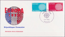 Europa CEPT 1970 France - Frankreich FDC3 Y&T N°1637 à 1638 - Michel N°1710 à 1711 - 1970