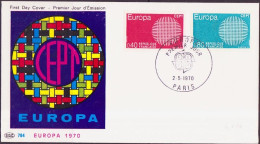 Europa CEPT 1970 France - Frankreich FDC5 Y&T N°1637 à 1638 - Michel N°1710 à 1711 - 1970