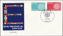 Europa CEPT 1970 France - Frankreich FDC8 Y&T N°1637 à 1638 - Michel N°1710 à 1711 - 1970