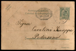 Antichi Stati Italiani - Lombardo Veneto - Territori Italiani D'Austria - Aldeno - Cartolina Postale Per Pedersano Del 2 - Andere & Zonder Classificatie