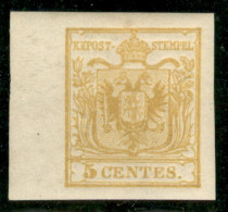 Antichi Stati Italiani - Lombardo Veneto - 1887 - Ristampa Del 5 Cent Giallo (R1) - Bordo Di Foglio A Sinistra - Gomma I - Andere & Zonder Classificatie