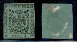 Antichi Stati Italiani - Modena - 1852 - 5 Cent (7) - Gomma Originale - Grande Rottura Del Clichè In Diagonale Al Centro - Other & Unclassified