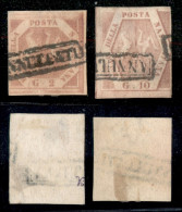 Antichi Stati Italiani - Napoli - 1858 - 2 Grana (5) + 10 Grana (11) Usati - Corti Da Un Lato - Other & Unclassified