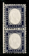 Regno - Vittorio Emanuele II - 1862 - 20 Cent (2) - Coppia Verticale Bordo Foglio - Clichè Rotto Su E E Punto Di Poste N - Sonstige & Ohne Zuordnung