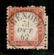 Regno - Vittorio Emanuele II - 1862 - 40 Cent (3) Usato - Bordo Foglio A Destra (350+) - Otros & Sin Clasificación