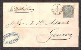 Regno - Vittorio Emanuele II - 15 Cent (18) - Due Lettere Da Livorno A Genova Del 12/24.8.1864 - Otros & Sin Clasificación