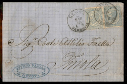 Regno - Vittorio Emanuele II - Due 15 Cent (18) Di Colori Diversi Su Busta Da Genova A Imola Del 6.5.1864 - Sonstige & Ohne Zuordnung