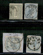 Regno - Vittorio Emanuele II - 1863 (dicembre) Su De La Rue - 1 Cent (L14) + 15 Cent (L18) Usati + Due 15 Cent (L18) Su  - Altri & Non Classificati