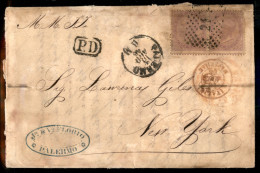 Regno - Vittorio Emanuele II - Coppia Del 60 Cent De La Rue (L21) - Lettera Da Palermo A New York Del 13.8.66 - Difetti  - Autres & Non Classés