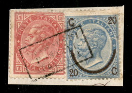 Regno - Vittorio Emanuele II - Piroscafi Postali Italiani (P.ti 10) – 40 Cent (20) + 20 Cent Su 15 (25) Su Frammento - Other & Unclassified