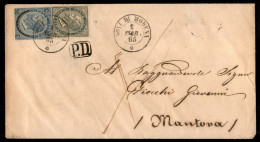 Regno - Vittorio Emanuele II - Novi Di Modena - 20 Cent Su 15 (25) + 5 Cent De La Rue - Busta Per Mantova Del 2.3.65 - Otros & Sin Clasificación