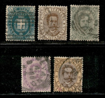 Regno - Umberto I - 1889 - Umberto (44/48) - Insieme Di 5 Valori Usati - Dentellature Perfette - Sonstige & Ohne Zuordnung