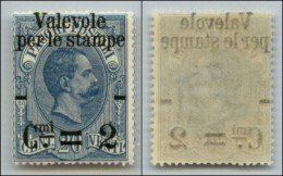 Regno - Umberto I - 1890 – 2 Cent Su 20 Cent (51aab) Con Soprastampa In Alto – Gomma Integra - Cert. AG (1.500) - Other & Unclassified