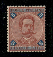 Regno - Umberto I - 1891 – 5 Lire Umberto (64) – Gomma Integra (175) - Otros & Sin Clasificación