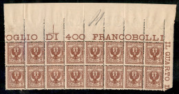 Regno - Vittorio Emanuele III - 1901 – 2 Cent Floreale (69) – Blocco Angolare Di 16 Con Filigrana Obliqua (Franco Bol Su - Other & Unclassified