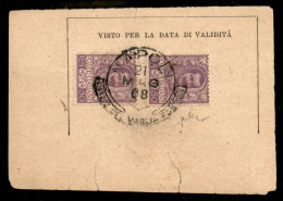 Regno - Vittorio Emanuele III - Coppia Del 50 Cent Floreale (76) Su Frammento Di Biglietto Postale - Napoli 21.5.08 - Andere & Zonder Classificatie