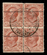 Regno - Vittorio Emanuele III - 1906 - 10 Cent Leoni (82nc) - Blocco Usato Con Dentellatura Orizzontale Spostata In Bass - Other & Unclassified