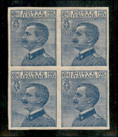 Regno - Vittorio Emanuele III - 1908 - 25 Cent Michetti (83e) - Quartina Non Dentellata - Coppia Con Gomma Originale + C - Sonstige & Ohne Zuordnung