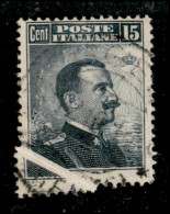 Regno - Vittorio Emanuele III - 1911 - 15 Cent Michetti (96 Varietà) Usato - Piega Naturale Di Carta (pliè D'accordeon)  - Sonstige & Ohne Zuordnung