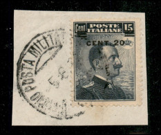 Regno - Vittorio Emanuele III - 1916 - 20 Cent Su 15 Michetti (106i) - Soprastampa Spostata - Usato Su Frammento - Other & Unclassified