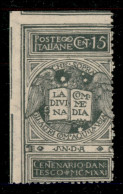 Regno - Vittorio Emanuele III - 1921 - Non Emesso - 15 Cent Dante (116A) - Angolo Sinistro Con Dentellatura Tosata - Gom - Autres & Non Classés