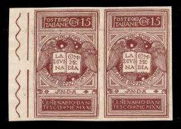 Regno - Vittorio Emanuele III - 1921 - 15 Cent Dante (116f) - Coppia Orizzontale Bordo Di Foglio Non Dentellati - Gomma  - Autres & Non Classés