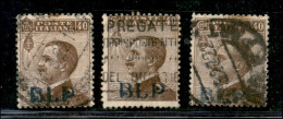 Regno - B.L.P - 1921 - Tre 40 Cent  BLP (4) Usati - Sonstige & Ohne Zuordnung