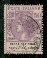 Regno - Enti Parastatali - 1924 - 50 Cent Assicurazioni Sociali (28) Usato - Other & Unclassified