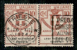 Regno - Enti Parastatali - 1924 - Lega Trieste - Coppia Del 10 Cent (43) Usata - Un Dente Corto A Sinistra - Altri & Non Classificati