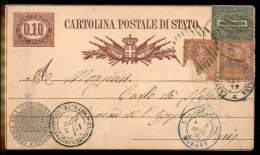 Regno - Interi - Cartolina Postale Di Stato Da 10 Cent (S1) Con Affrancatura Complementare (14+15 Coppia) Da Castelnuovo - Sonstige & Ohne Zuordnung