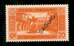 Regno - Saggi - 1929 - Saggi - 20 Cent Montecassino (262) - Gomma Integra - Otros & Sin Clasificación