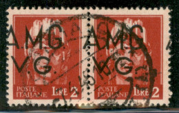 Trieste  - Trieste AMG VG - 1945 - 2 Lire Imperiale (9 Hk + P) - Coppia Orizzontale Con Soprastampe Spostate A Sinistra  - Other & Unclassified